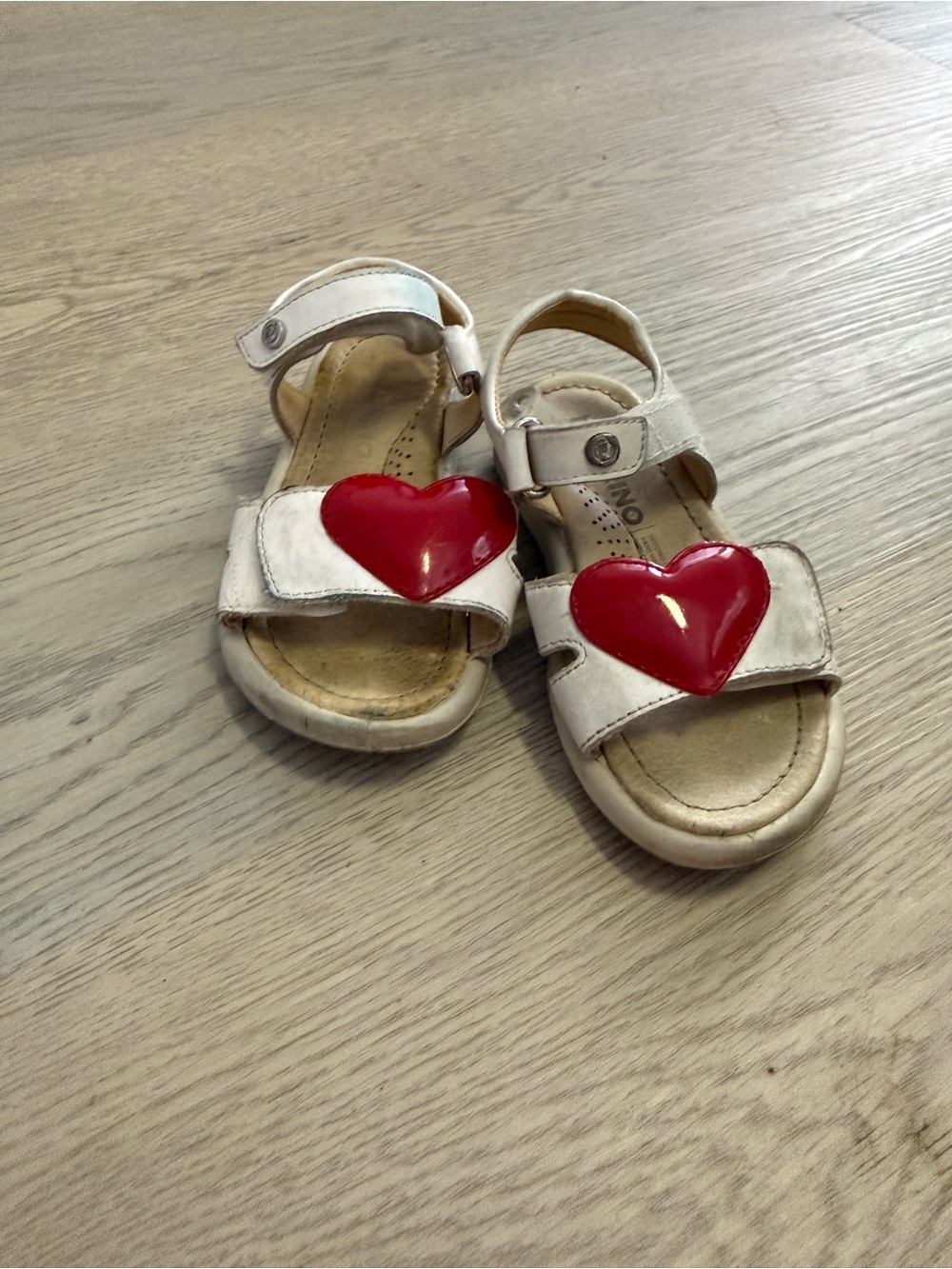 Naturino White Sandals with Red Heart Accent